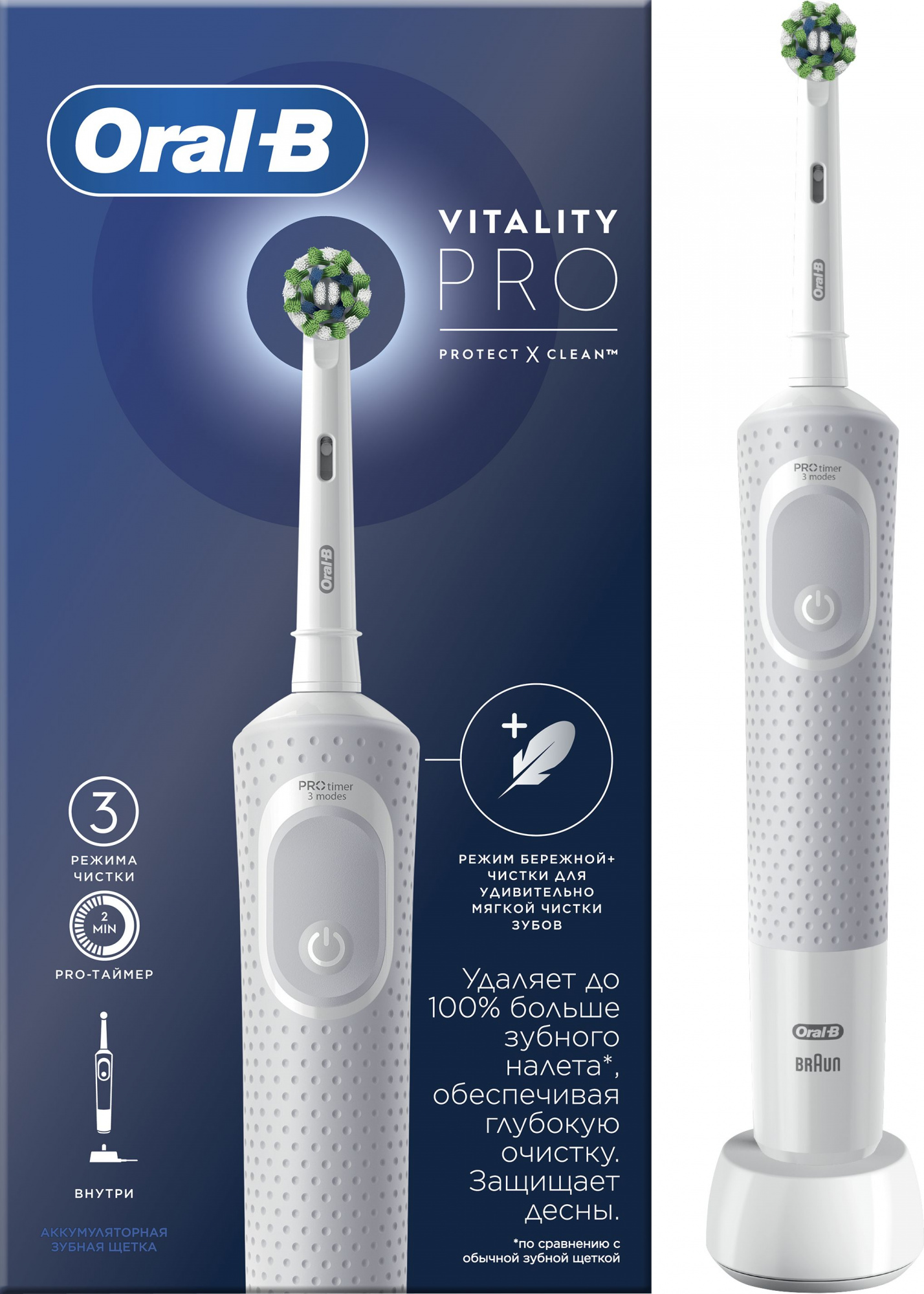Зубная щетка электрическая Oral-B Vitality Pro D103.413.3, белый