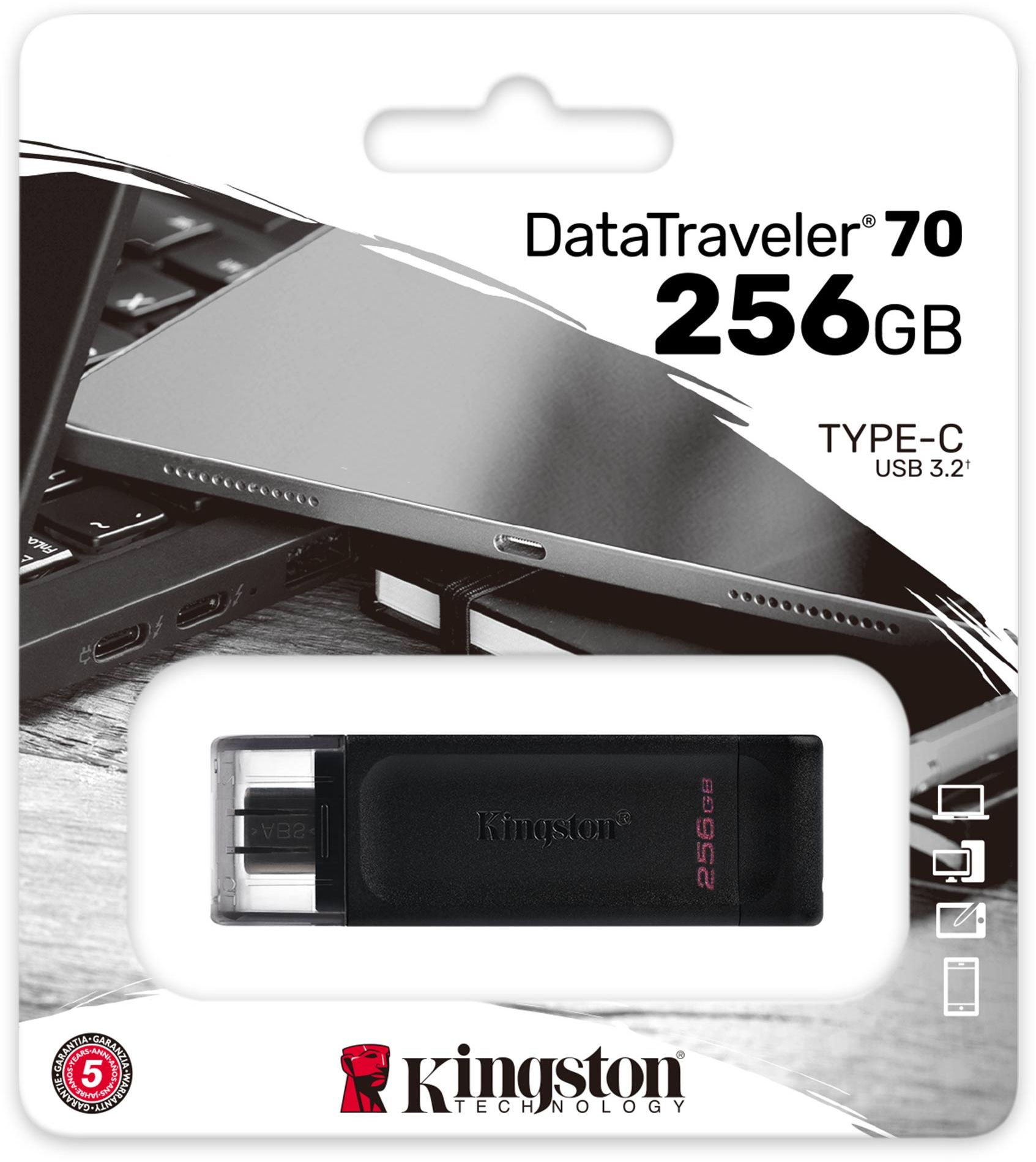 Флеш Диск Kingston 256Gb черный (DT70/256GB)
