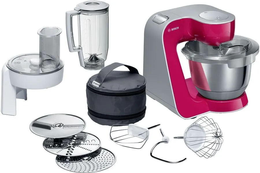 Кухонная машина Bosch MUM58420, рубиновый/серебристый