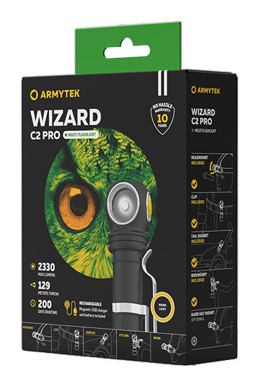 Фонарь Armytek Wizard C2 Pro Magnet USB черный/желтый лам.:светодиод. (F08701C)