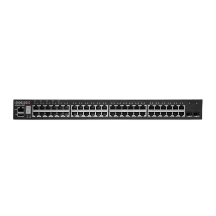 48 x GE + 2 x 10G SFP+ ports + 1 x expansion slot (for dual 10G SFP+ ports) L3 Stackable Switch, w/ 1 x RJ45 console port, 1 x USB type A storage port, RPU connector, Stack up to 4 units Edge-corE ECS4620-52T