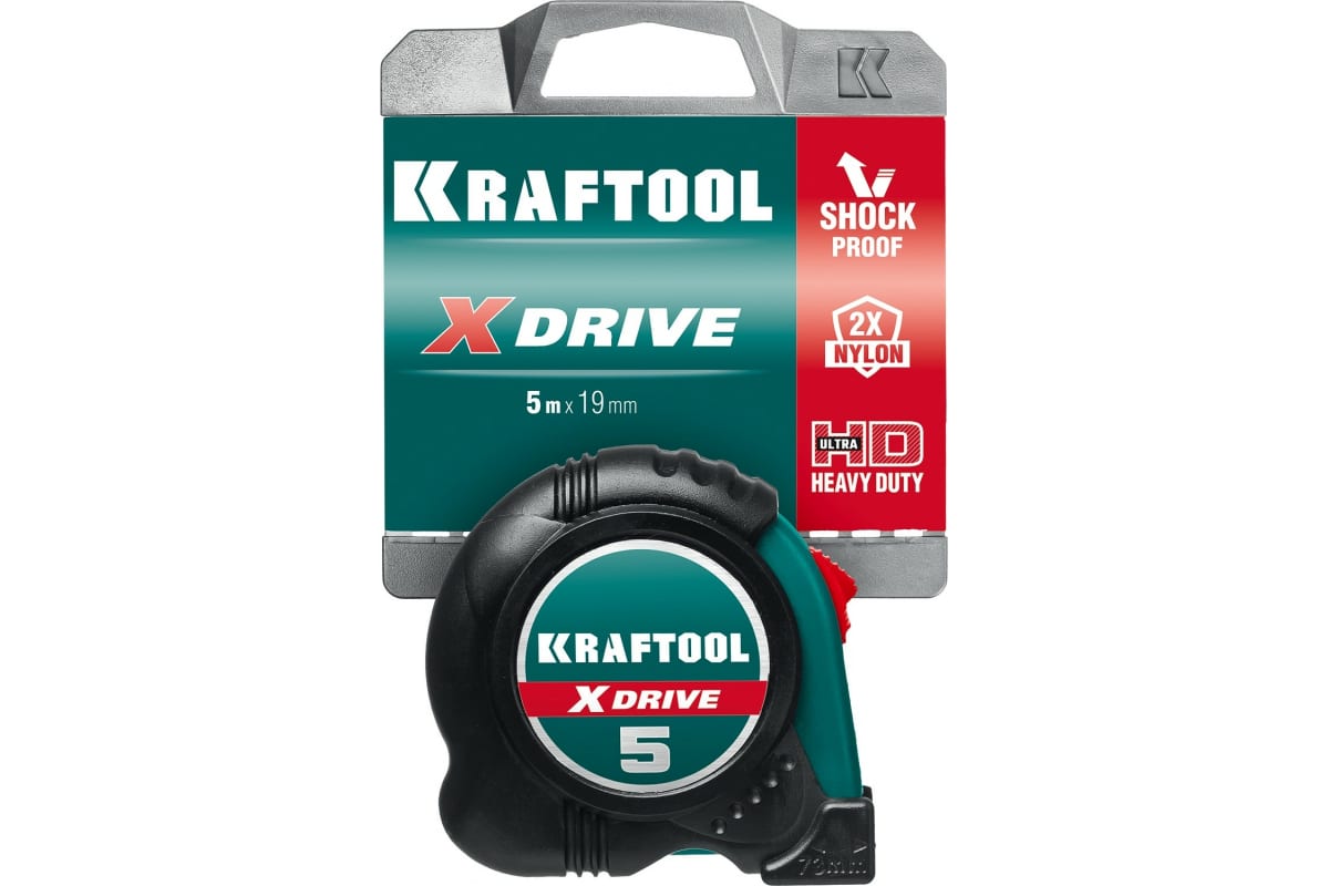 Рулетка KRAFTOOL X-Drive 5м/19мм с ударостойким обрезиненным корпусом 34122-05-19_z02