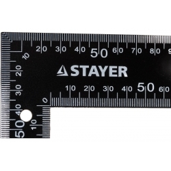 Столярный угольник STAYER стальной цельнометаллический шкала шаг 1 мм крашенная 300x200 мм 3435-30