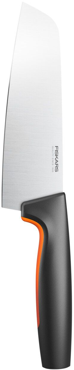 Нож кухонный Fiskars Functional Form 1057536 стальной сантоку лезв.160мм прямая заточка черный/оранжевый