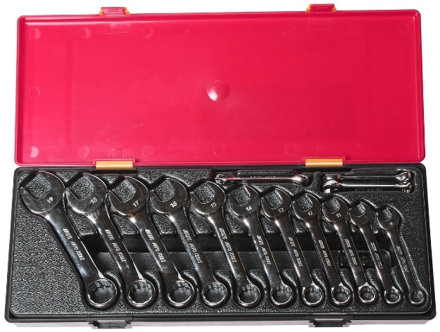 Набор комбинированных укороченных ключей 6-19мм в кейсе 14шт JTC-K6143
