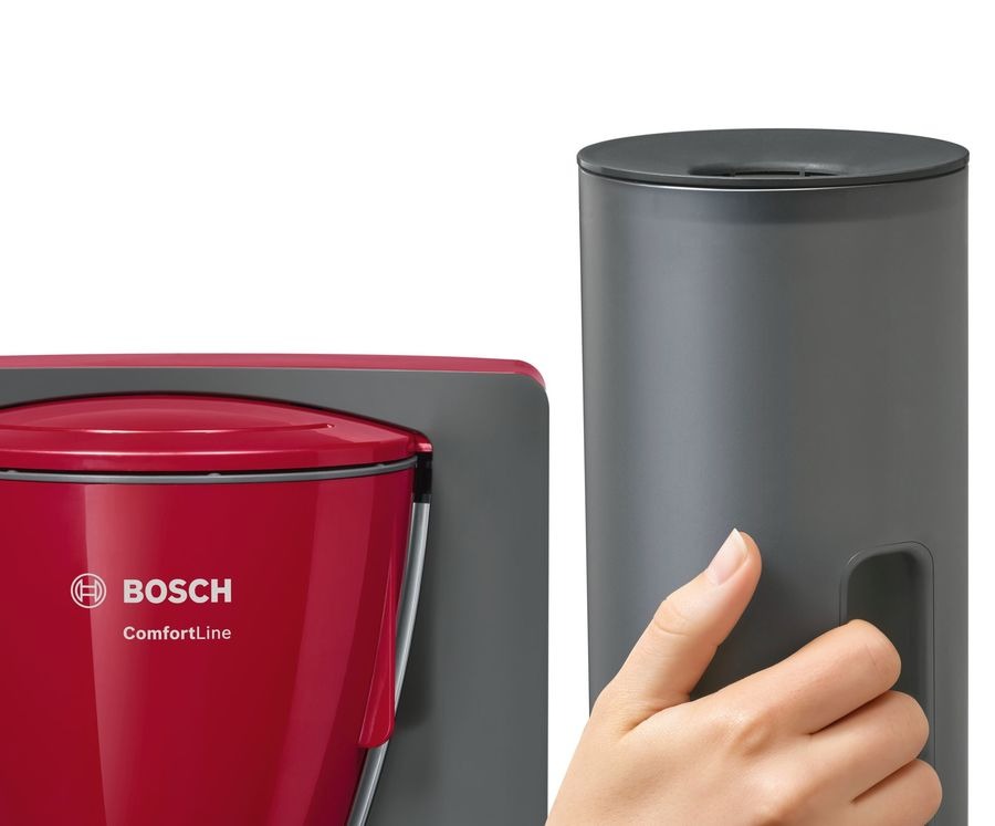 Кофеварка капельная Bosch TKA6A044 1200Вт, серый/красный