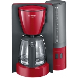 Кофеварка капельная Bosch TKA6A044 1200Вт, серый/красный