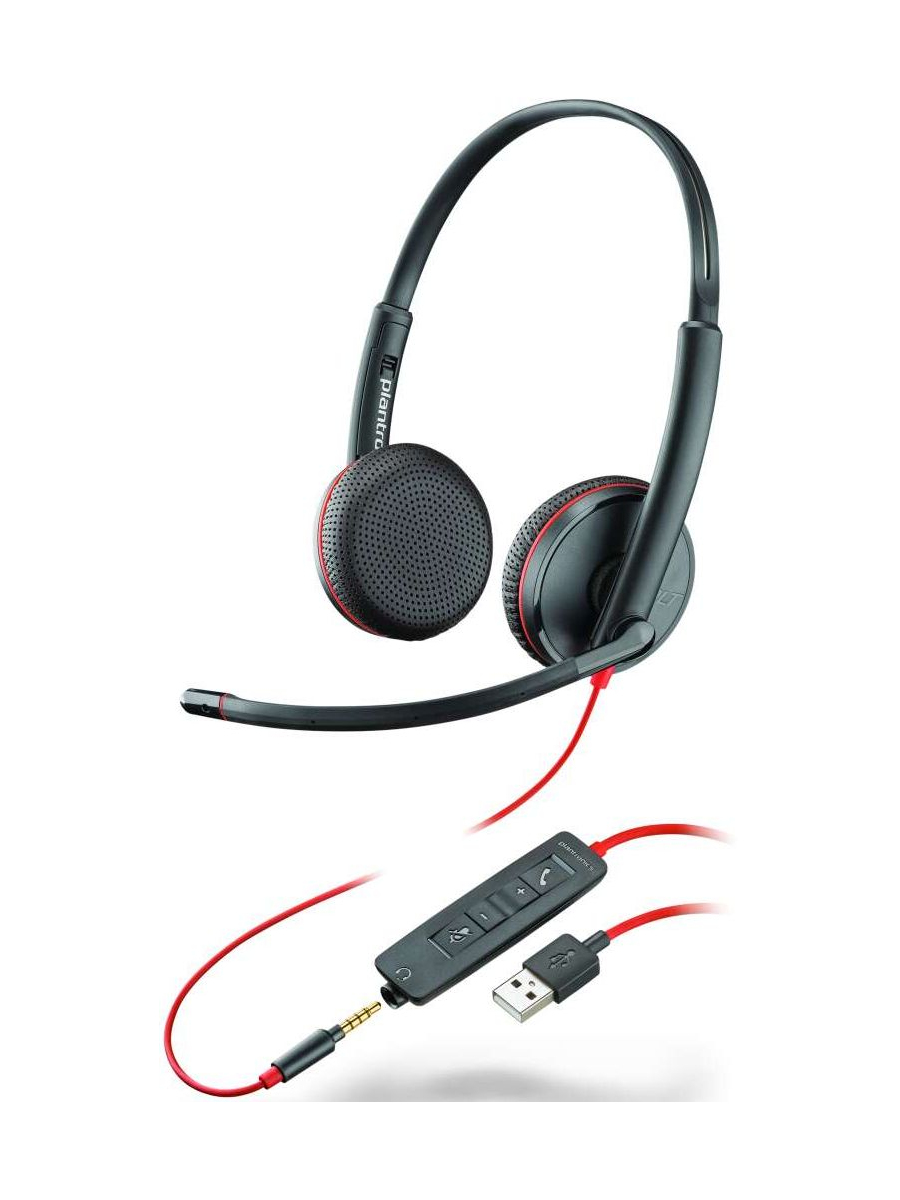 Наушники с микрофоном Plantronics Blackwire C3225, черный/красный (209747-201)