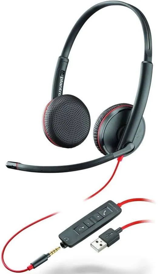 Наушники с микрофоном Plantronics Blackwire C3225, черный/красный (209747-201)