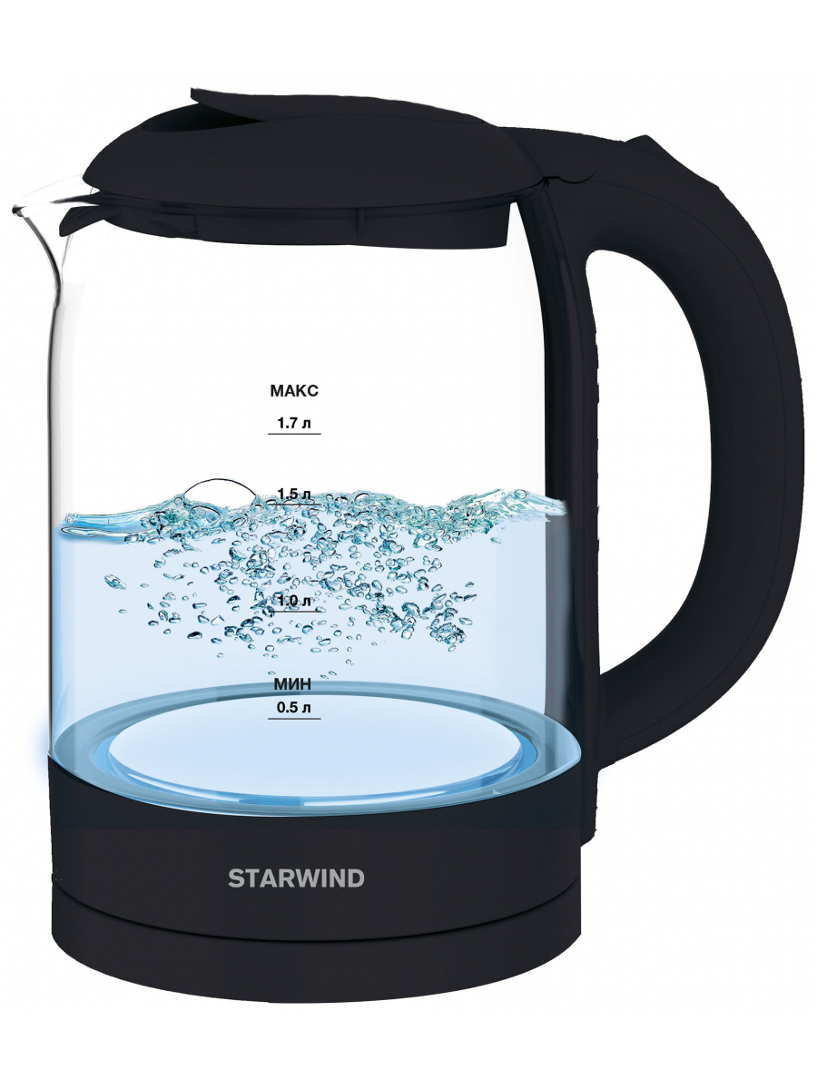 Чайник электрический Starwind SKG4031 1.7л. 2200Вт, черный 