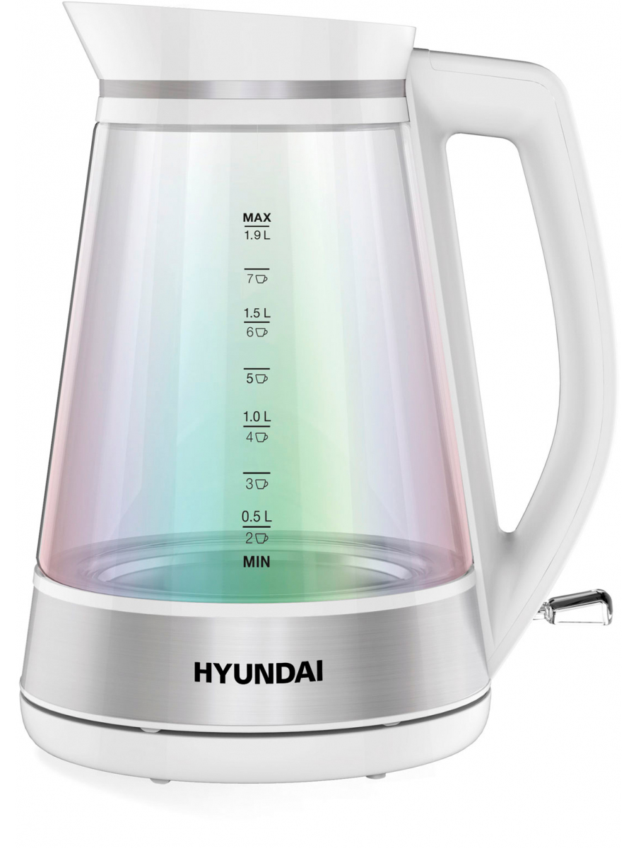 Чайник электрический Hyundai HYK-G3037, белый/прозрачный