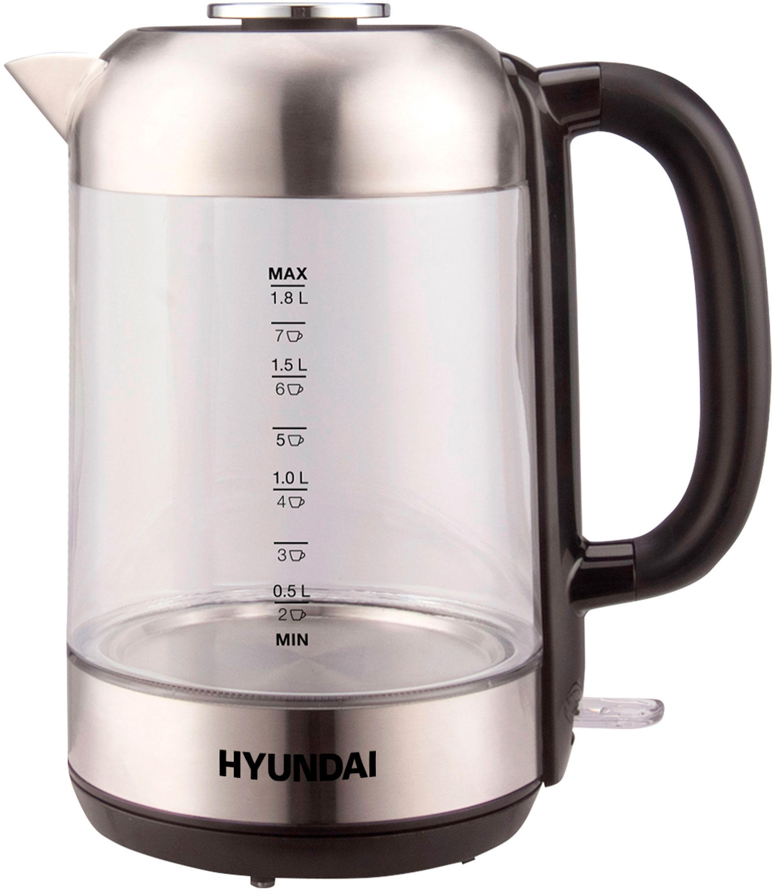 Чайник электрический Hyundai HYK-G4034, черный/прозрачный 