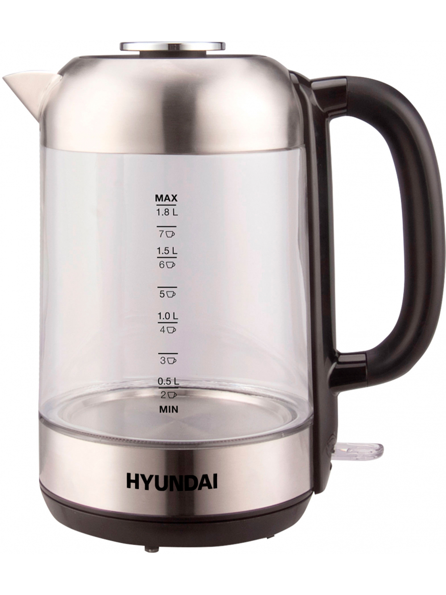 Чайник электрический Hyundai HYK-G4034, черный/прозрачный 