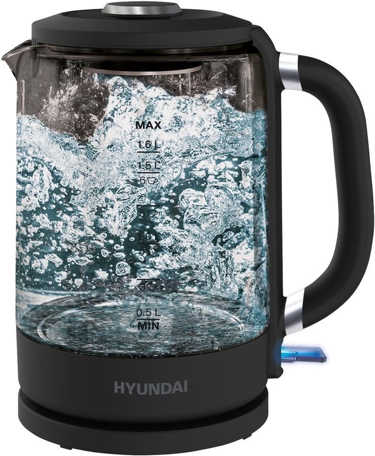 Чайник электрический Hyundai HYK-G3402 1.7л. 2200Вт, серый/серебристый 