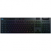 Клавиатура игровая Logitech G915 Tactile черная, беспроводная, механическая (GL Tactile), тонкий корпус, 121 клавиша (17 дополнительных), колесо прокрутки, RGB-подсветка, подключение WL или Bluetooth, кабель 1,8м