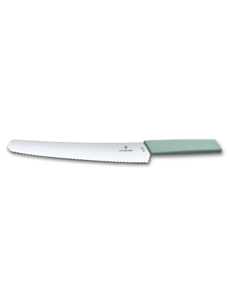 Нож кухонный Victorinox Swiss Modern (6.9076.26W44B) стальной для хлеба лезв.260мм серрейт. заточка зеленый блистер