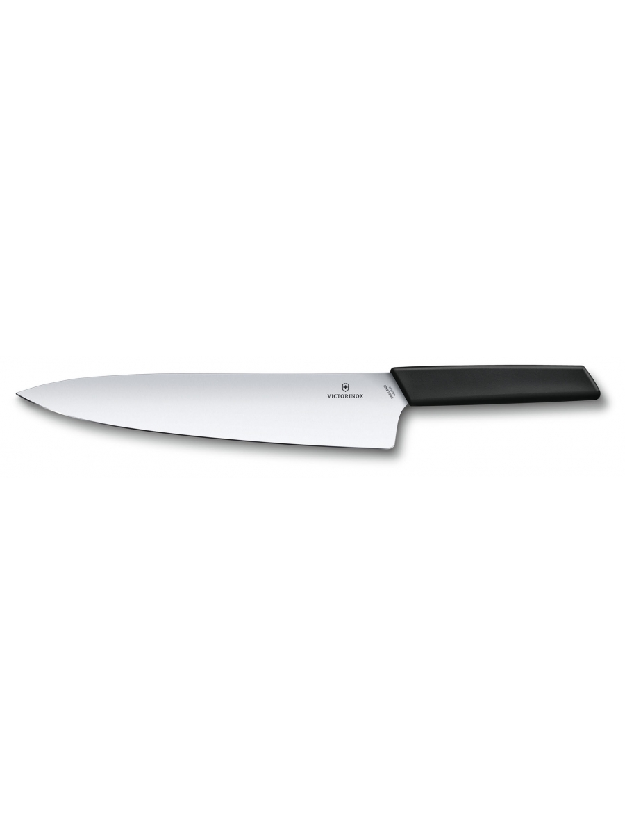 Нож кухонный Victorinox Swiss Modern (6.9013.25B) стальной разделочный лезв.250мм прямая заточка черный блистер
