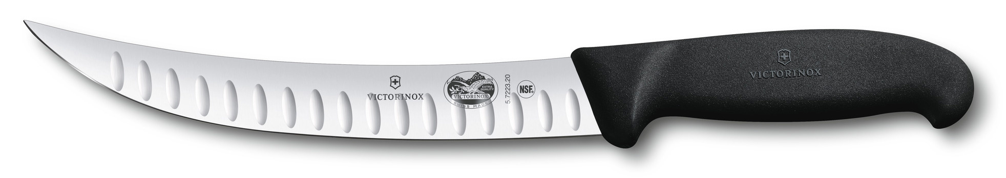 Нож кухонный Victorinox Fibrox (5.7223.20) стальной разделочный лезв.200мм прямая заточка черный