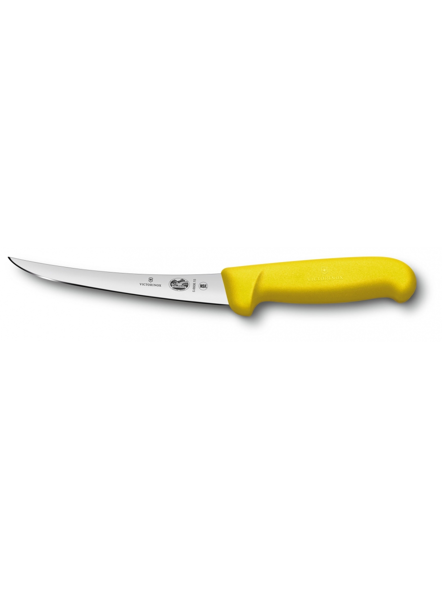 Нож кухонный Victorinox Fibrox (5.6608.15) стальной разделочный лезв.150мм прямая заточка желтый