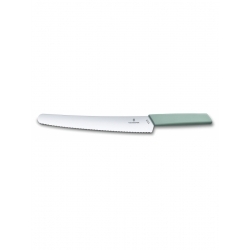 Нож кухонный Victorinox Swiss Modern (6.9076.26W44B) стальной для хлеба лезв.260мм серрейт. заточка зеленый блистер