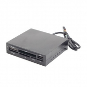Картридер внутренний 3.5" Gembird FDI2-ALLIN1-02-B черный, USB2.0+6 разъемов для карт памяти (SD/SDHC, T-Flash, XD, MS, M2, CF), коробка (083911)  {60}