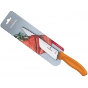 Нож кухонный Victorinox Swiss Classic (6.8006.19L9B) стальной разделочный для мяса лезв.190мм прямая заточка оранжевый блистер