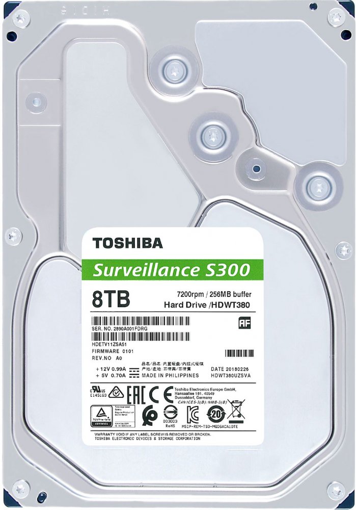 Жесткий диск Toshiba S300 Surveillance 8Tb (HDWT380UZSVA)