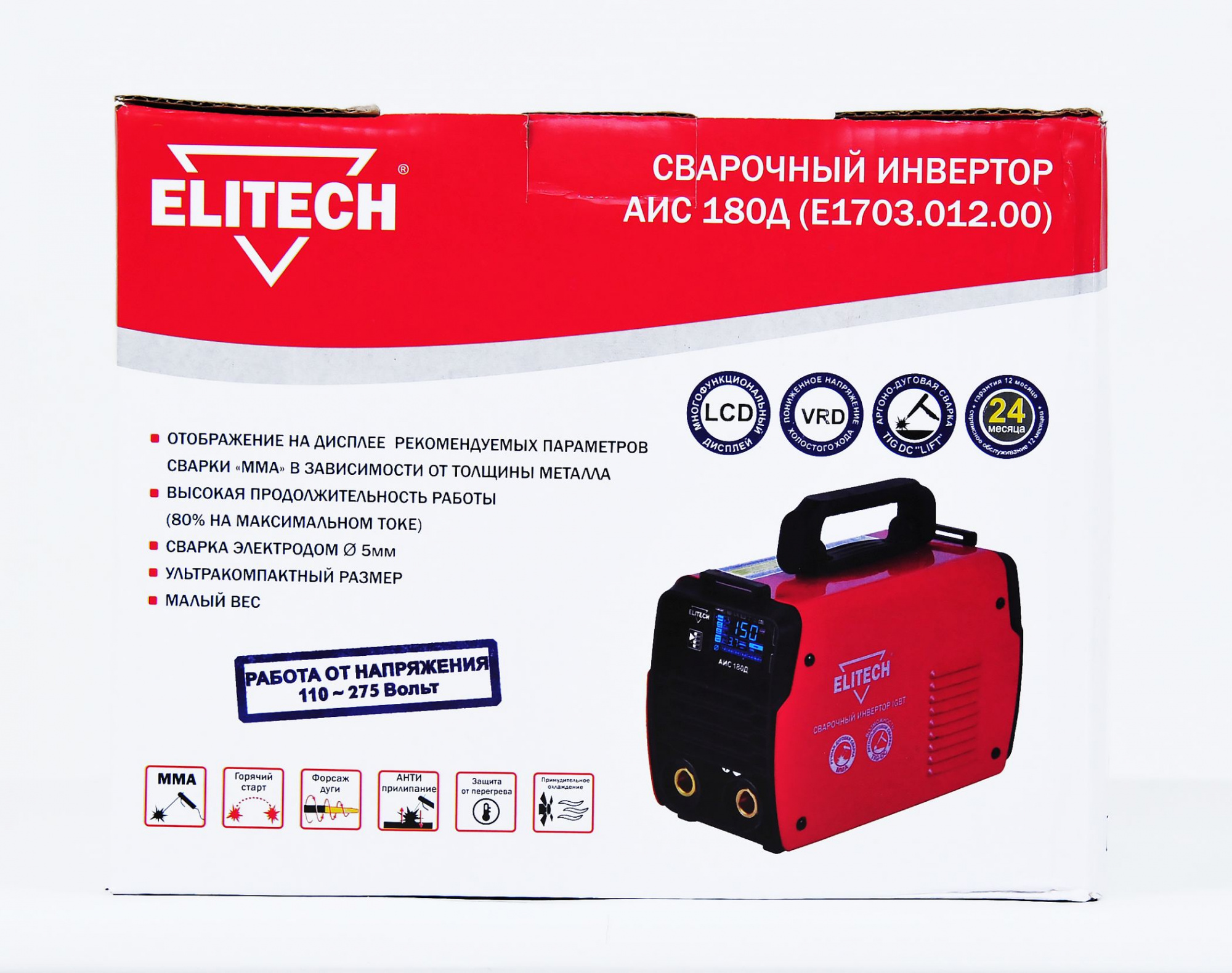 Сварочный аппарат Elitech АИС 180Д (E1703.012.00) инвертор 