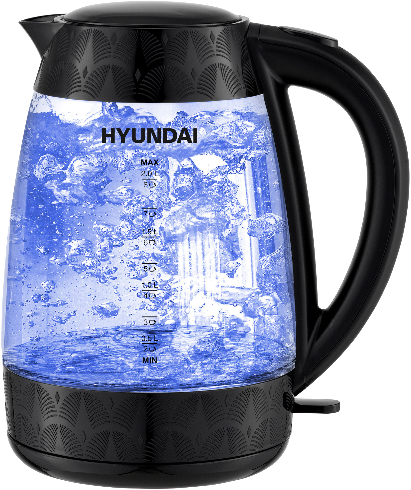 Чайник электрический Hyundai HYK-G4505 2л. 2200Вт черный (корпус: стекло)