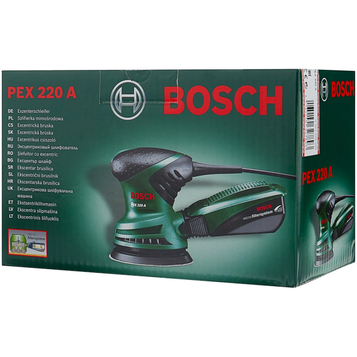Шлифмашина эксцентриковая сетевая Bosch PEX 220 A, 220 Вт, картон (0603378020)
