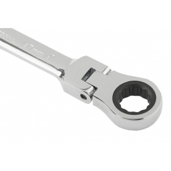 Ключ комбинированный трещоточный, 17 мм, CrV, шарнирный, зеркальный хром Matrix Professional