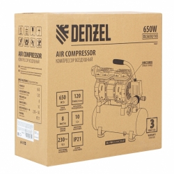 Безмасляный компрессор DENZEL DLS650/10 650 Вт, 120 л/мин, ресивер 10 л 58021
