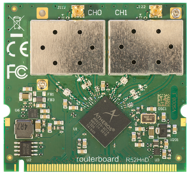 MikroTik 802.11a/b/g/n High Power Dual Band MiniPCI card with MMCX connectors