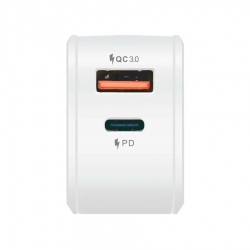 Сетевое зарядное устройство AVA 1*Type-C + 1*USB-A 20Вт QC 3.0 PD 3.0  3A  (AVA-WCH-008 White)