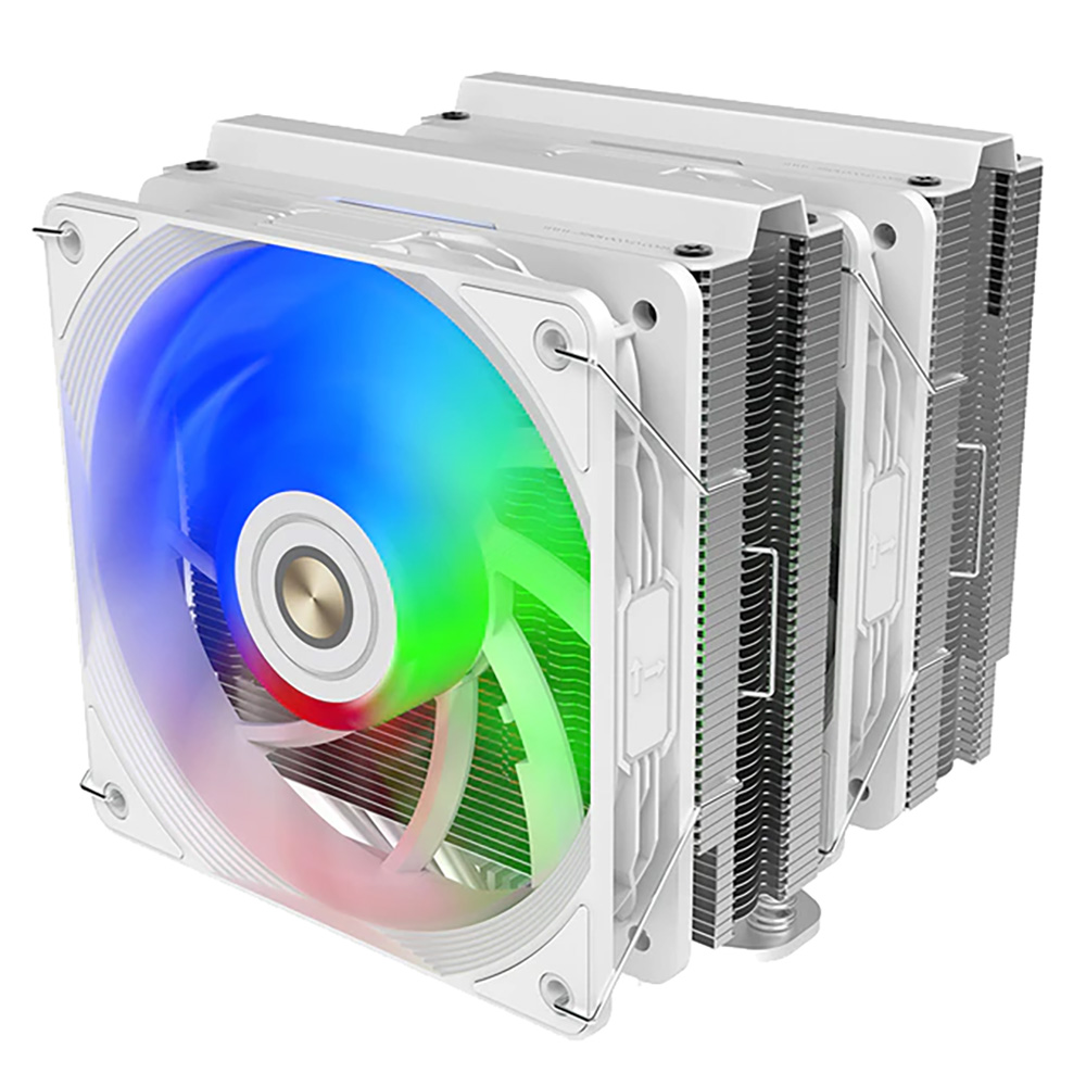 CPU COOLER N600W-DT-HY white TDP:250W
Product Dimension: 125 ?143 ?158mm
Heat Pipe: ?6mm ? 6 pcs
Fan Dimension: 120?120?25mm
Voltage: DC 12V
Current: 0.24~0.48A
Fan Speed: 800~1800RPM±10%
Air Flow: 31.18~73.92CFM±10%
Air Pressure: 0.56~2.1mm/H2O±10%
Nois