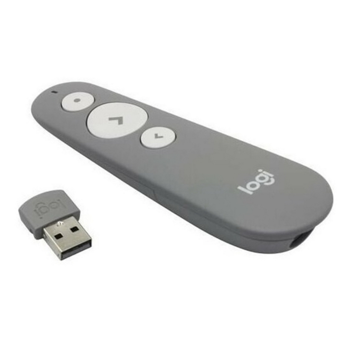 Презентер Logitech R500s Mid Grey серый, Bluetooth + 2.4 GHz, USB-ресивер , 3 программируемых кнопки, лазерная указка (100589) {8}
