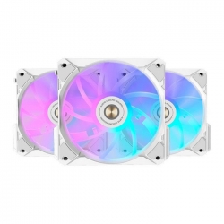 COOLING FAN i12W-K3 White Dimensions: 120 x 120 x 25mm
Voltage: DC 12V
Current: 0.21A
Fan Speed :800-1800±10%
Max. Air Flow: 31.18-73.92CFM
Max. Air Pressure: 0.56-2.1mmH20
Max. Noise: 20-33.2dBA
Bearing Type : FDB Bearing
Life Expectancy : 70,000 hours