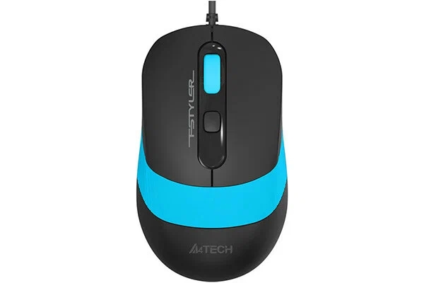 Мышь A4Tech Fstyler FM10S черный/голубой оптическая (1600dpi) silent USB (4but)