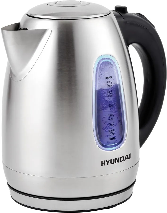 Чайник электрический Hyundai HYK-S2402 1.7л. 2200Вт серебристый матовый/черный