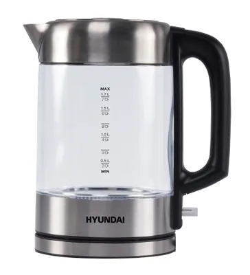 Чайник электрический Hyundai HYK-G6405 1.7л. 2200Вт черный/серебристый (корпус: стекло)