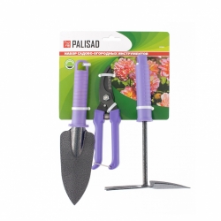 Набор садового инструмента с секатором, пластиковые рукоятки, 3 предмета, Standard, Palisad