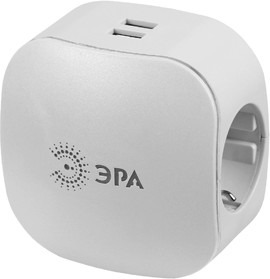 Разветвитель электрический ЭРА SP-3e-USB-2A Б0015243, белый