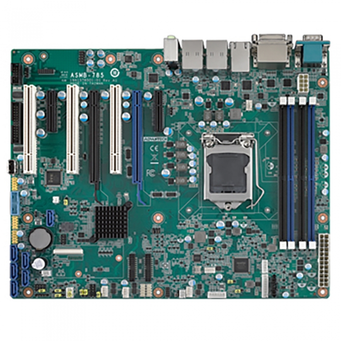 ASMB-785G4 (ASMB-785G4-00A1E),  Advantech Socket LGA1151 для Intel Xeon E3-1200 v5/v6 and 6th/7th Generation Core i7/i5/i3 processors, 4xDDR4 DIMM, VGA, 2xDVI, 2xPCIe x16, 2xPCIe x4, 3xPCI, 6xSATAIII  RAID 0,1,5,10,  2xGbE LAN, 5xCOM, 9xUSB, 1xPS/2