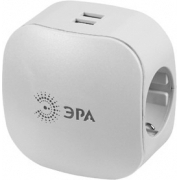 Разветвитель электрический ЭРА SP-3e-USB-2A Б0015243, белый