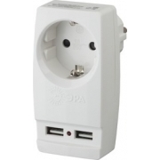 Разветвитель электрический ЭРА SP-1e-USB-W, белый