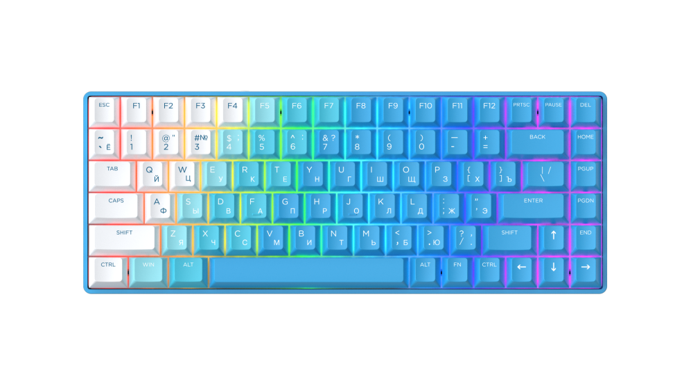 Клавиатура механическая беспроводная Dareu A84 Ice Blue (голубой), 84 клавиши, подключение проводное+Bluetooth+2.4GHz, аккумулятор 2000mAh