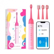 Электрическая зубная щетка для детей Bitvae Smart K7S Kids Electric Toothbrush с поддержкой прилоложения для смартфонов (4 насадки) (K7S) GLOBAL, розовая