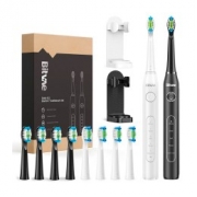 Набор из двух электрических зубных щеток Bitvae D2 Daily Toothbrush (2 подставки  + 8 насадок + 2 колпачка для насадок) (D2+D2 Bundle B+W) GLOBAL, 1x белая + 1x черная