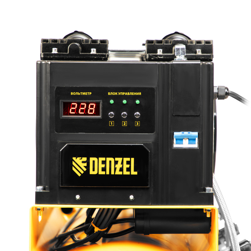 Безмаслянный малошумный компрессор Denzel DLS 2250/100, 2250 Вт, 3x750, 100 л, 410л/мин блок упр 58029