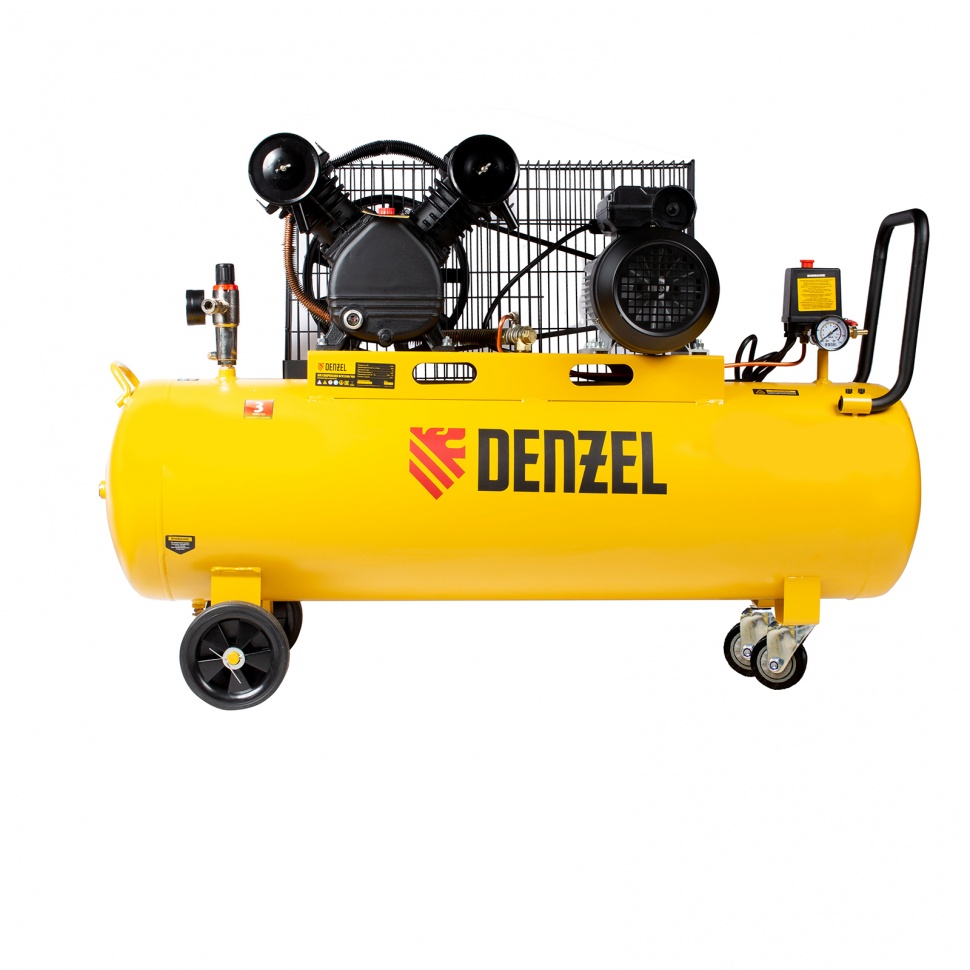 Воздушный компрессор с ременным приводом DENZEL BCV2300/100 2.3 кВт, 100 литров, 440 л/мин 58111